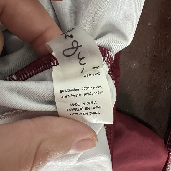 Cupshe Elegant Dance Solid One Piece Swimsuit Burgundy Red Side Tie Size Medium - Picture 10 of 10